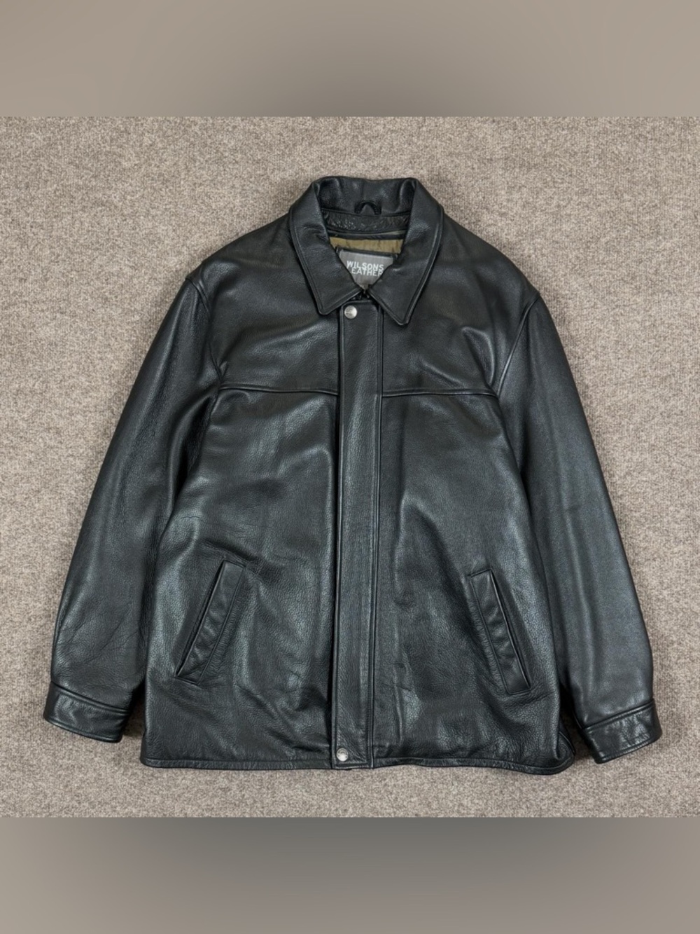 Vintage Wilsons Black Genuine Leather Jacket Men’s XL Thinsulate Removable Liner